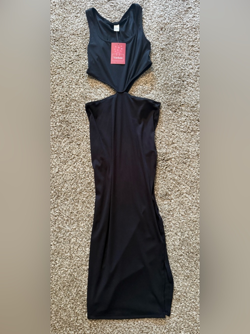 Verdusa black cutout dress. Ribbed. Size small